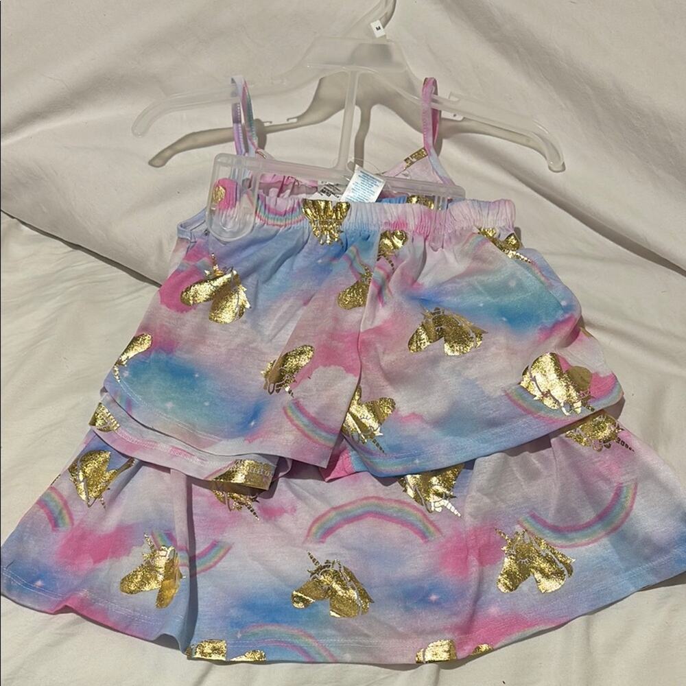 children’s place 7/8 Colorful Unicorn pajamas with Gold Accents nwt